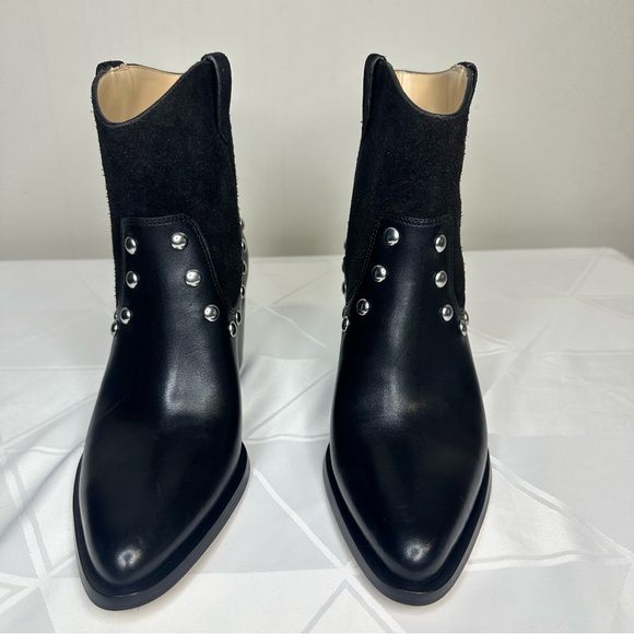 New Coach Women’s Boots Black Suede / Leather/ Silver Studs Side Logo Size 6.5 B - Picture 2 of 8